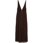 Abito maxi con scollo a V in marrone Tory Burch - donna 