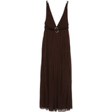 Abito maxi con scollo a V in marrone Tory Burch - donna 
