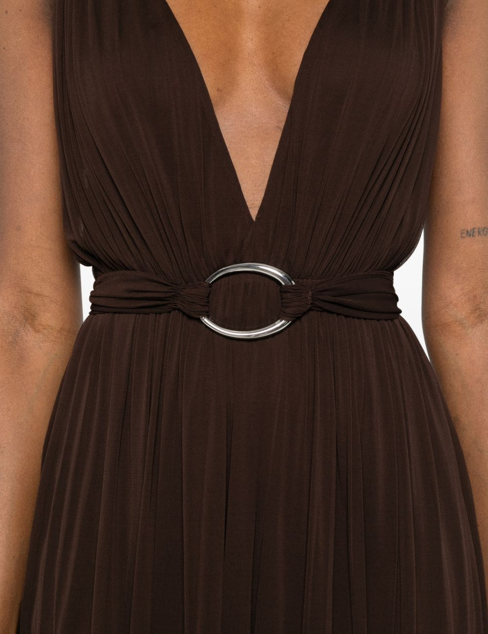 Abito maxi con scollo a V in marrone Tory Burch - donna 