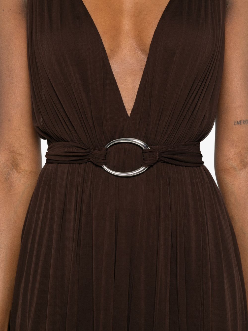 Abito maxi con scollo a V in marrone Tory Burch - donna 