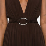 Abito maxi con scollo a V in marrone Tory Burch - donna 