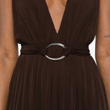 Abito maxi con scollo a V in marrone Tory Burch - donna 
