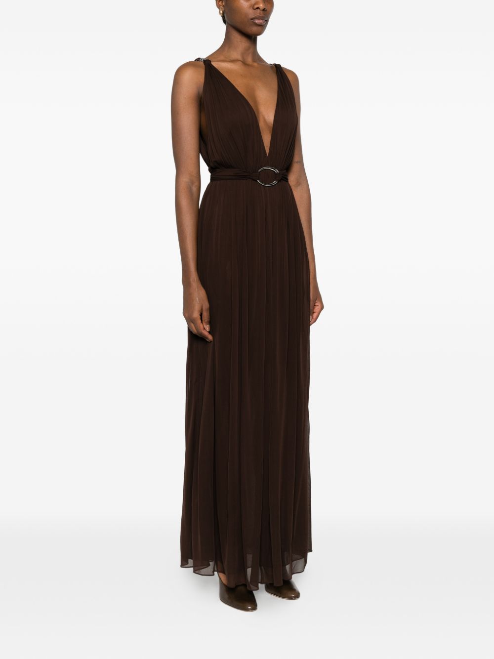 Abito maxi con scollo a V in marrone Tory Burch - donna 