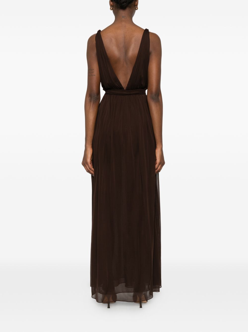 Abito maxi con scollo a V in marrone Tory Burch - donna 
