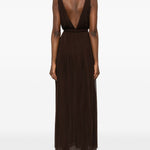 Abito maxi con scollo a V in marrone Tory Burch - donna 