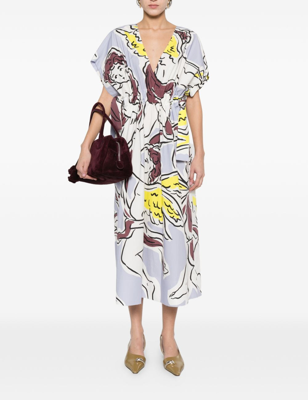 Abito midi con scollo a V in azzurro Tory Burch - donna 