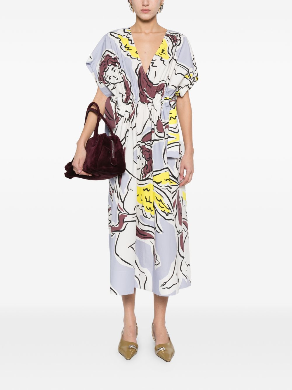 Abito midi con scollo a V in azzurro Tory Burch - donna 