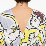 Abito midi con scollo a V in azzurro Tory Burch - donna 