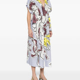 Abito midi con scollo a V in azzurro Tory Burch - donna 
