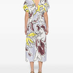 Abito midi con scollo a V in azzurro Tory Burch - donna 