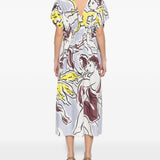 Abito midi con scollo a V in azzurro Tory Burch - donna 