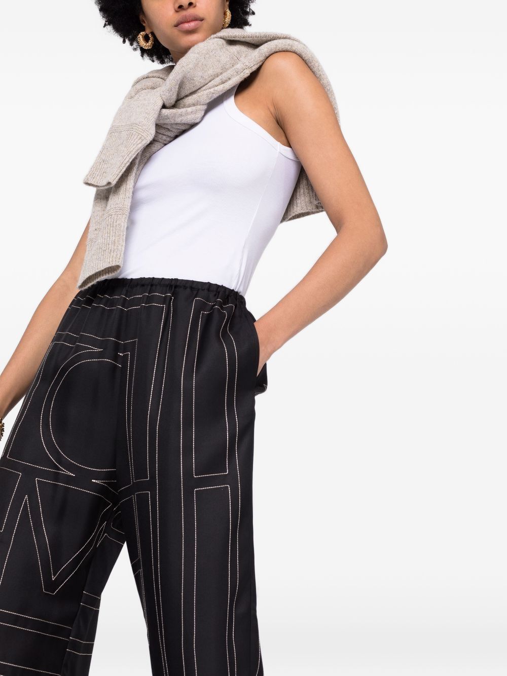 Pantaloni con stampa monogramma in nero - TOTEME  - donna 