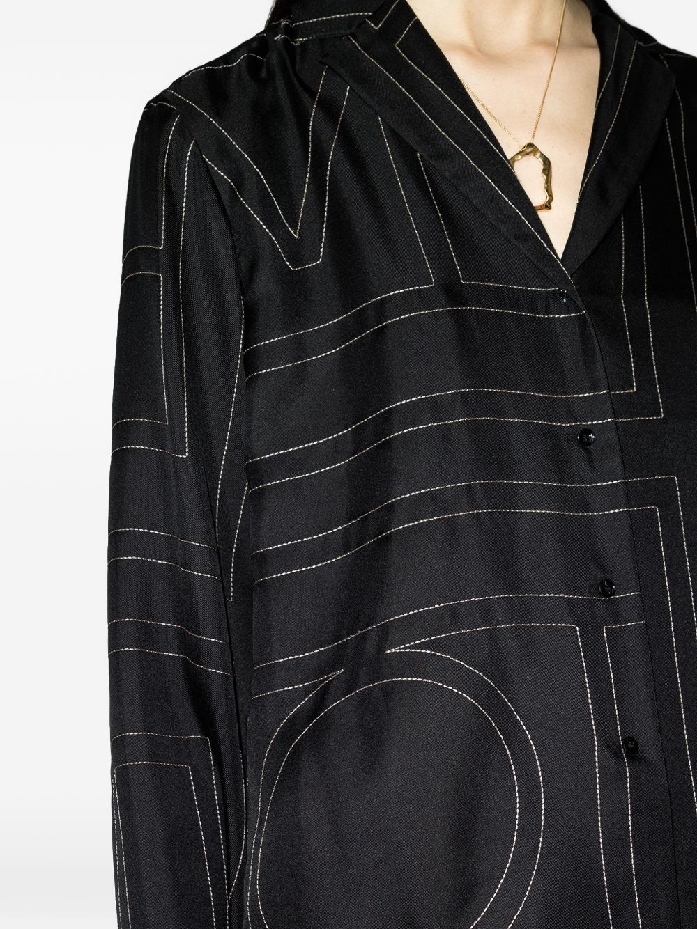 Camicia con stampa monogramma in nero - TOTEME - donna 