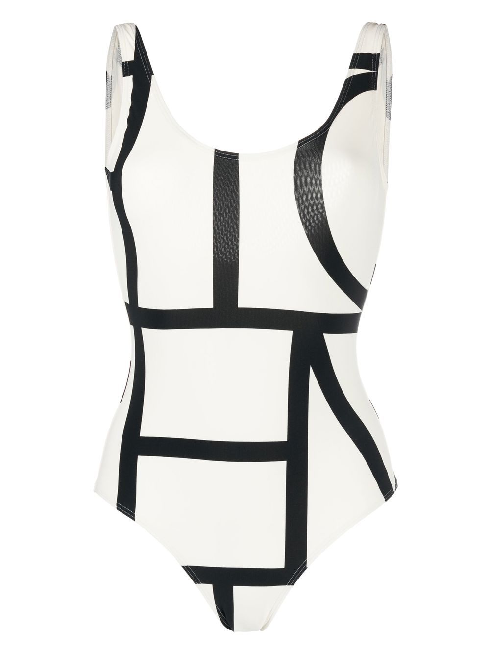 Costume da bagno con monogramma in bianco e nero Toteme - donna 