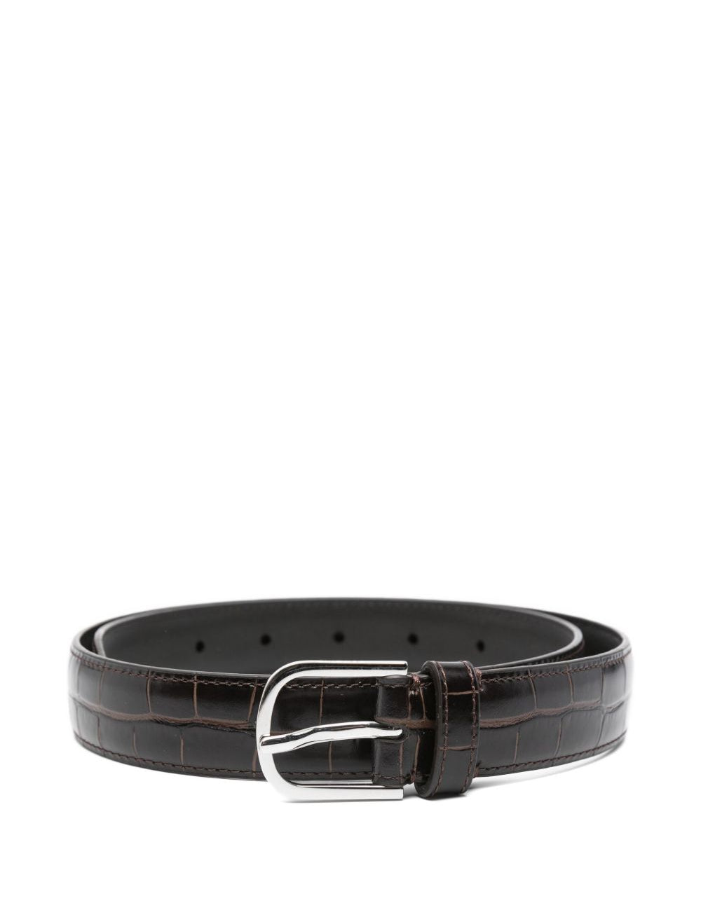 Cintura slim con goffratura coccodrillo in marrone Toteme - donna 