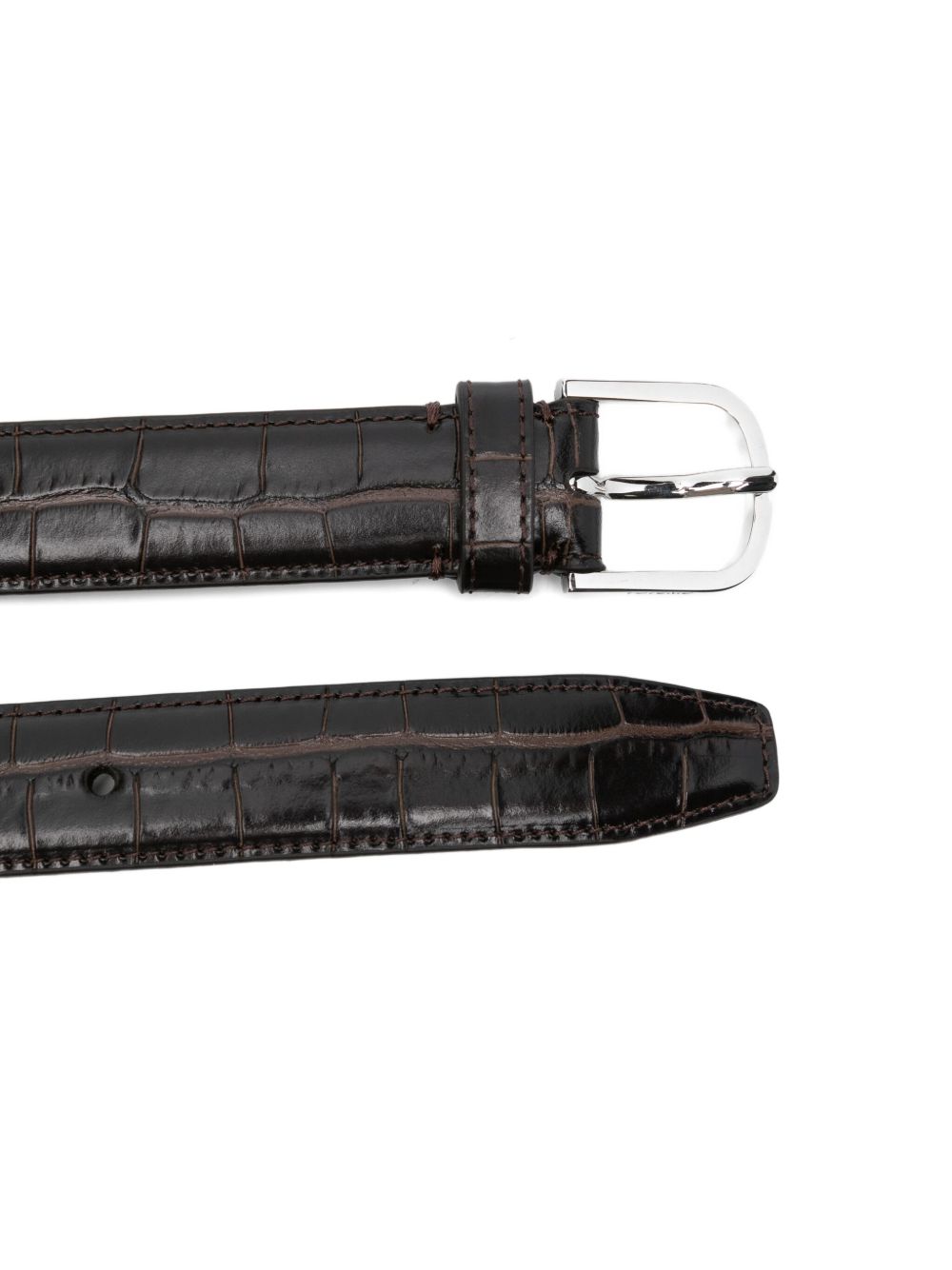 Cintura slim con goffratura coccodrillo in marrone Toteme - donna 