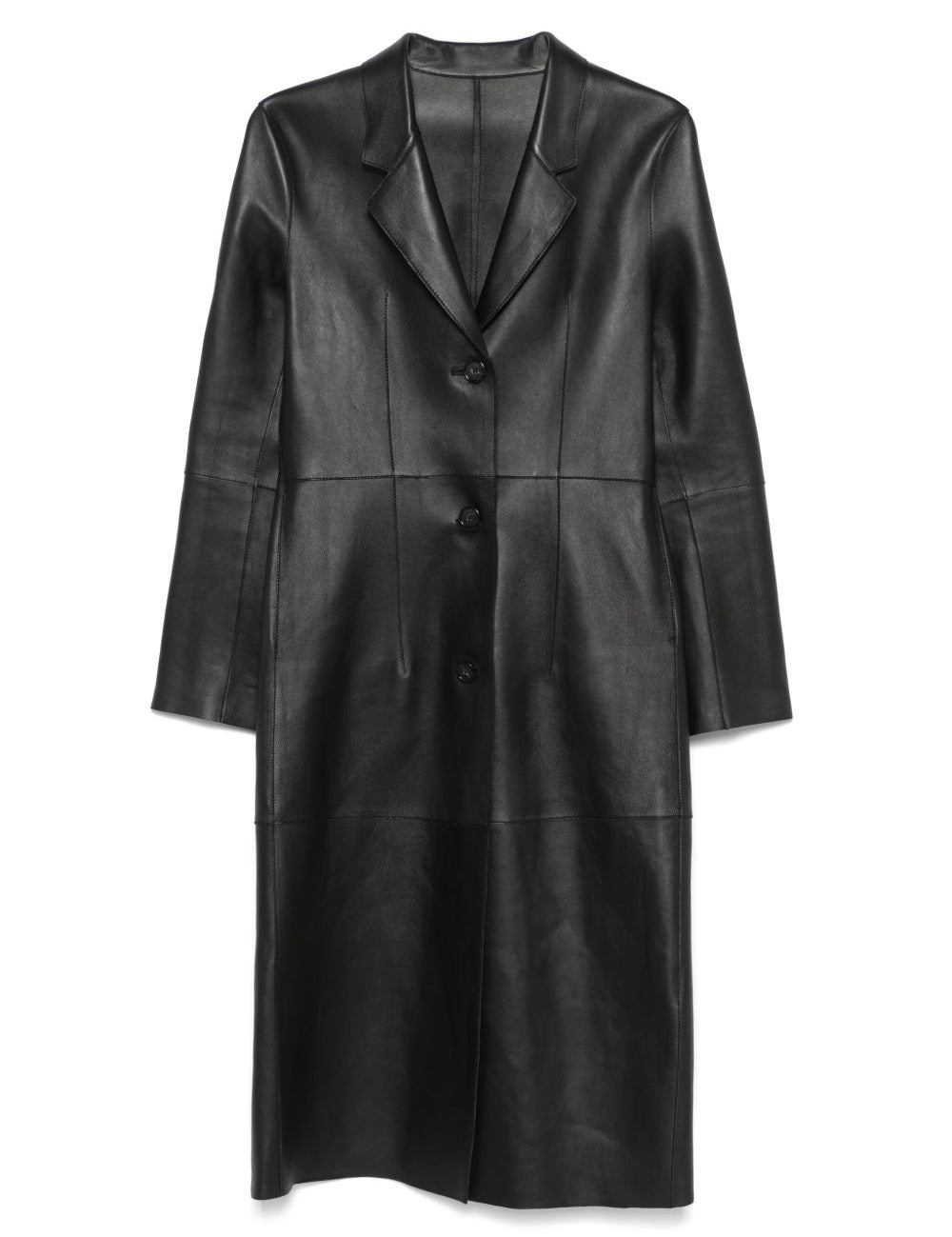 Cappotto slim in pelle in nero Toteme - donna 
