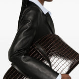 Cappotto slim in pelle in nero Toteme - donna 