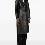Cappotto slim in pelle in nero Toteme - donna 