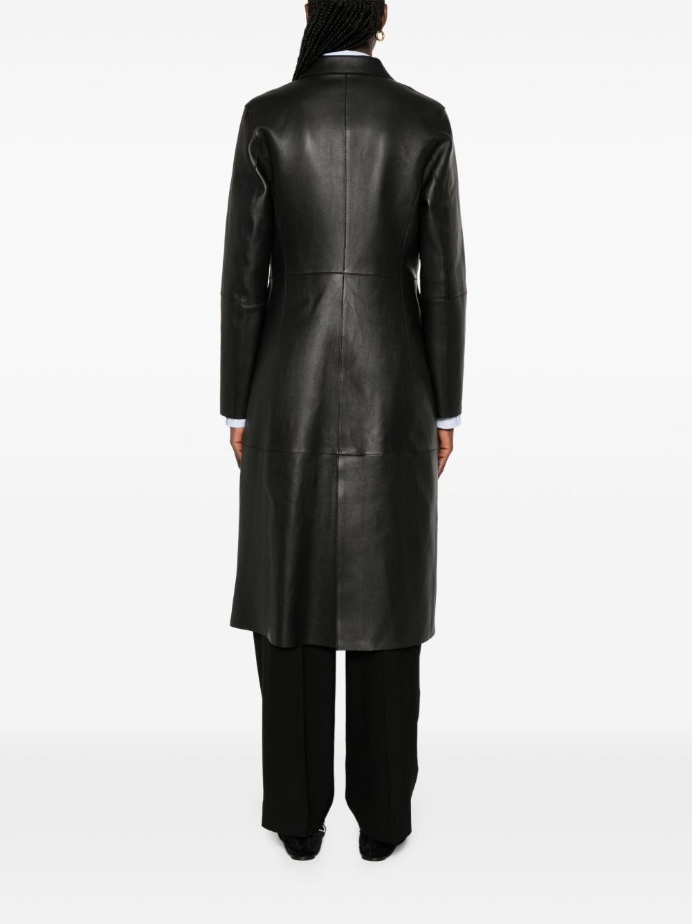 Cappotto slim in pelle in nero Toteme - donna 