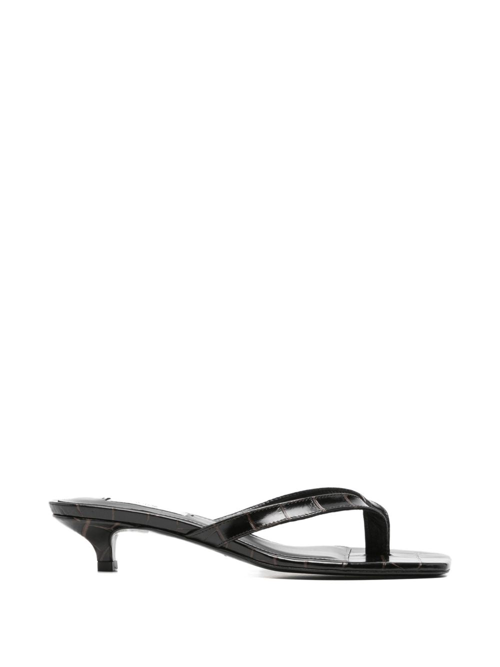 Sandali con tacco basso effetto coccodrillo in marrone Toteme - donna 