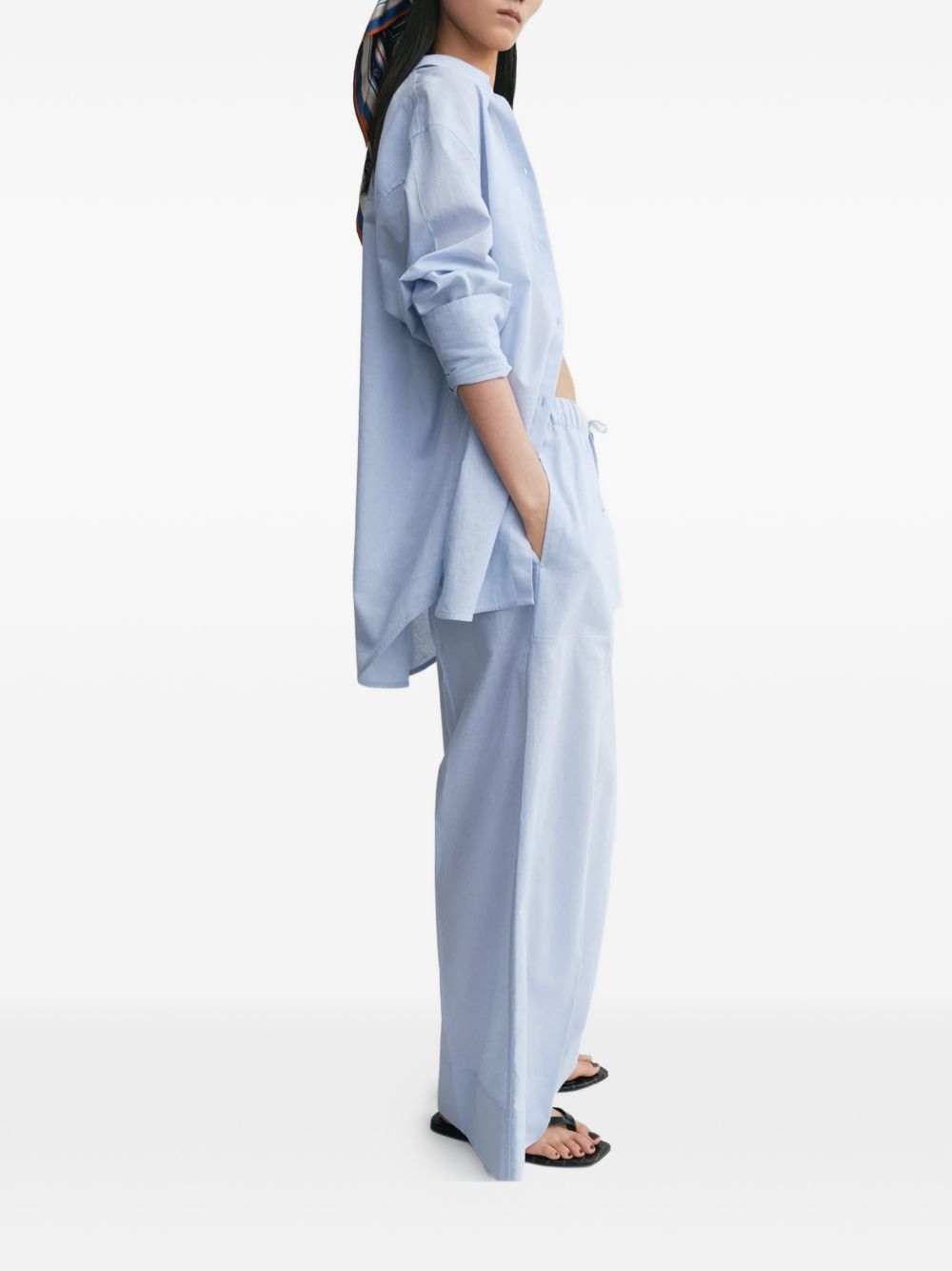 Pantaloni a gamba larga con coulisse in celeste Toteme - donna 