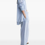 Pantaloni a gamba larga con coulisse in celeste Toteme - donna 