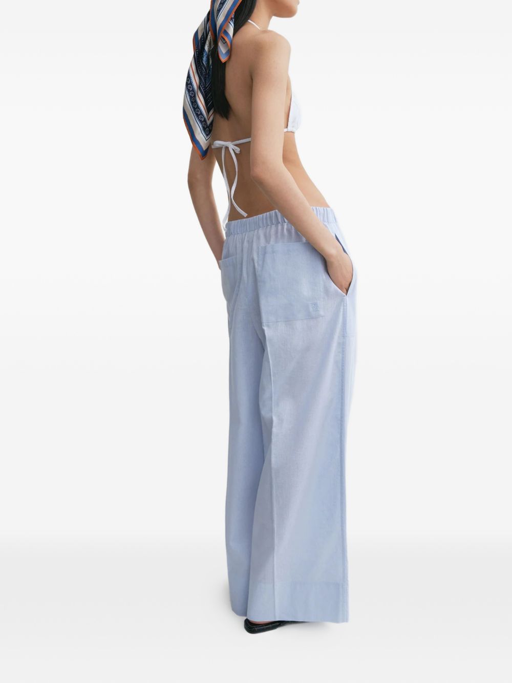 Pantaloni a gamba larga con coulisse in celeste Toteme - donna 