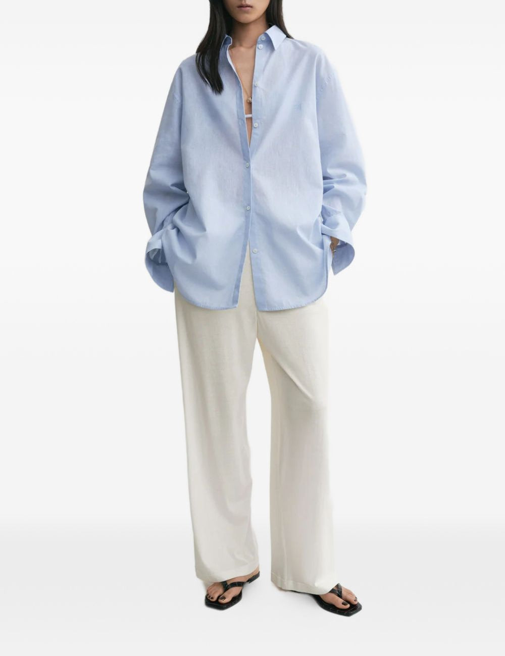 Camicia oversize a maiche lunghe in celeste Toteme - donna 