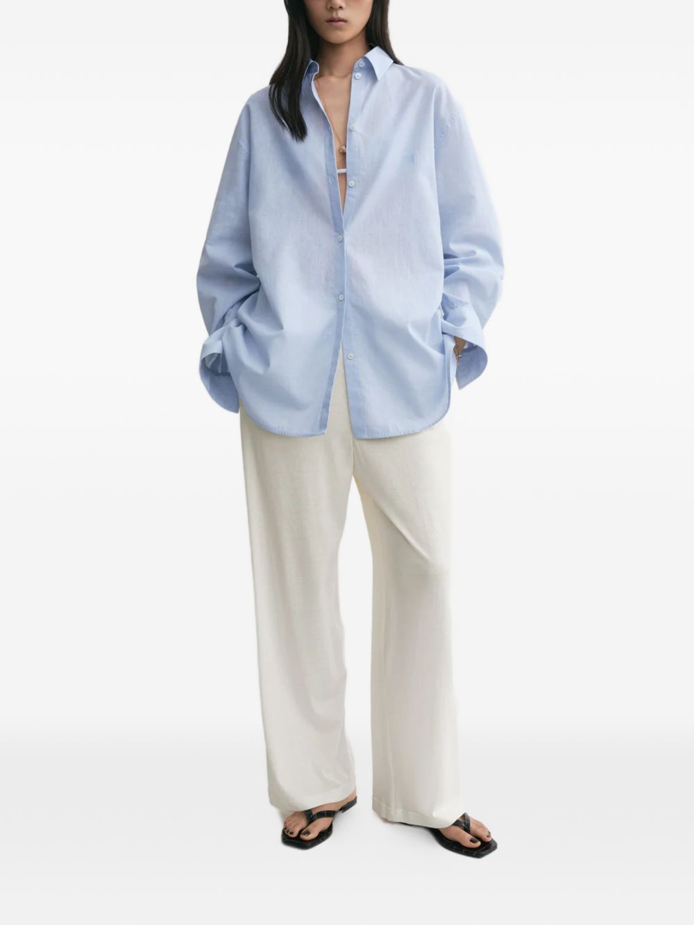 Camicia oversize a maiche lunghe in celeste Toteme - donna 