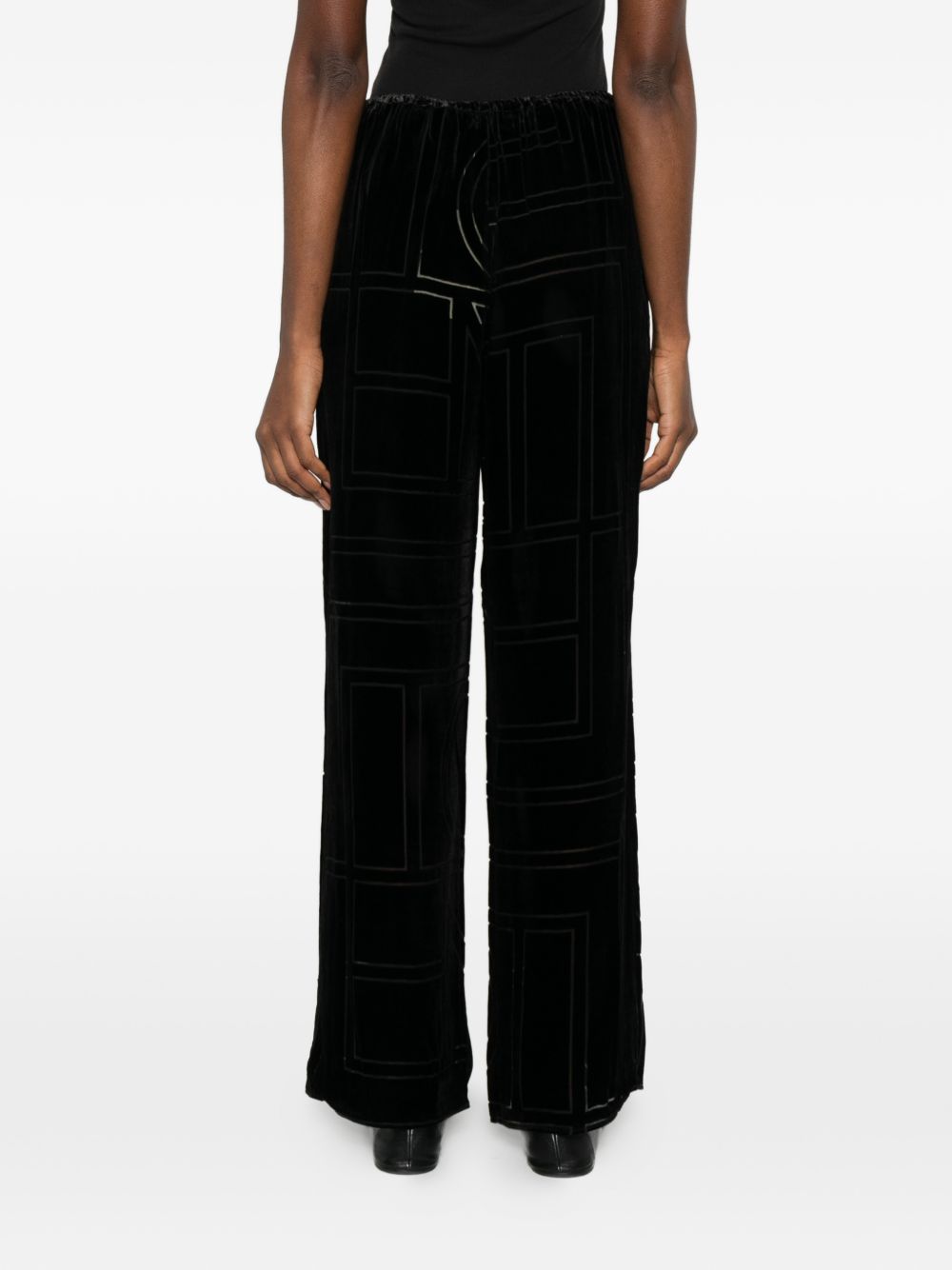 Pantaloni da pigiama monogram devoré in nero Toteme - donna 