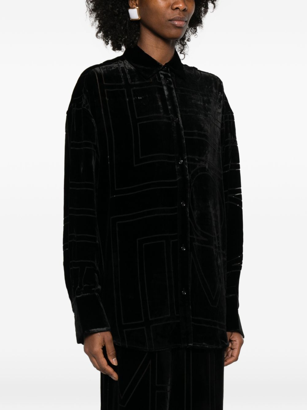 Camicia oversize devoré in nero Toteme - donna 