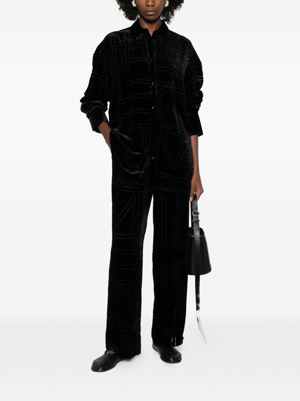 Camicia oversize devoré in nero Toteme - donna 