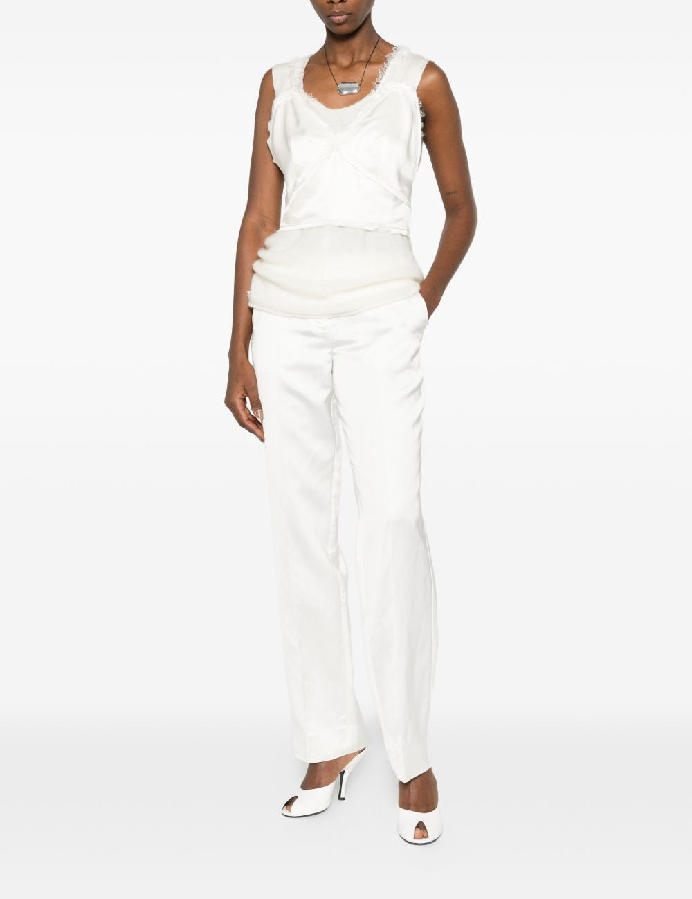 Canotta crop in raso in bianco Toteme - donna 