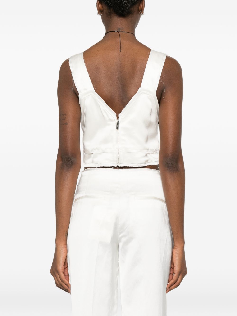 Canotta crop in raso in bianco Toteme - donna 