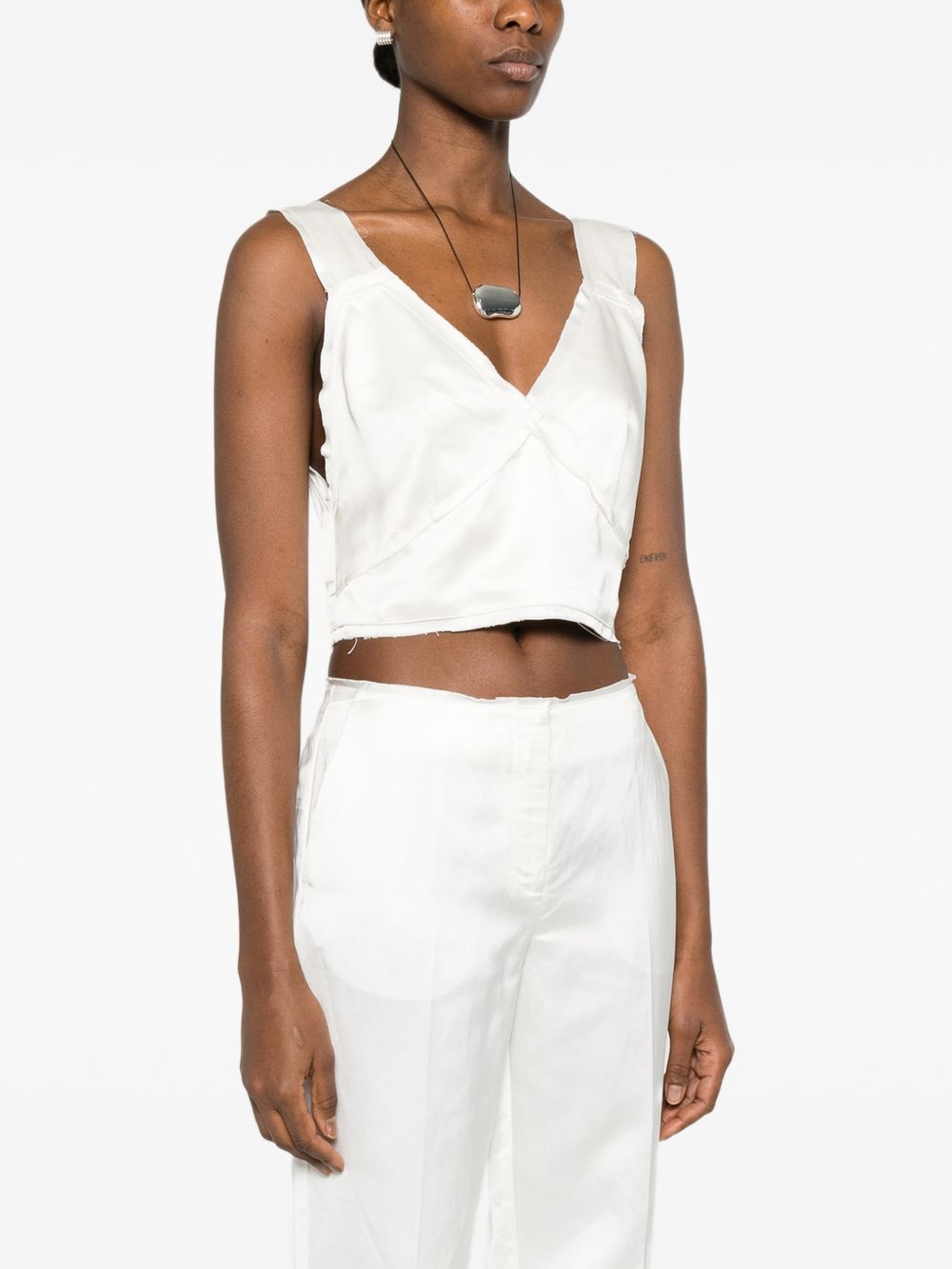 Canotta crop in raso in bianco Toteme - donna 