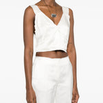 Canotta crop in raso in bianco Toteme - donna 