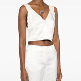Canotta crop in raso in bianco Toteme - donna 