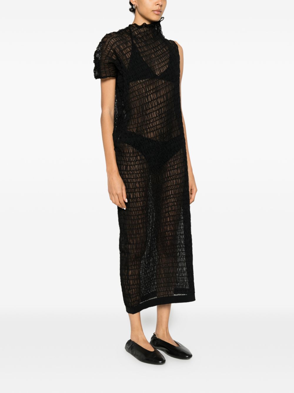 Abito midi con ruches in nero Uma Wang - donna 