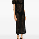 Abito midi con ruches in nero Uma Wang - donna 