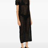 Abito midi con ruches in nero Uma Wang - donna 
