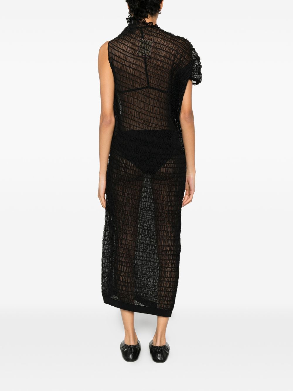 Abito midi con ruches in nero Uma Wang - donna 