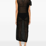 Abito midi con ruches in nero Uma Wang - donna 