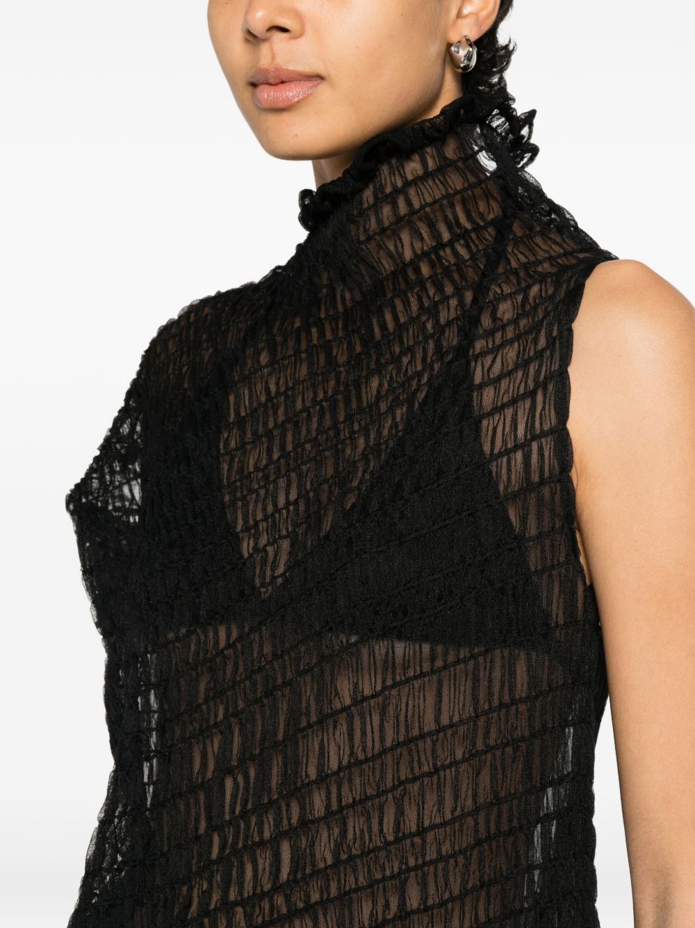 Abito midi con ruches in nero Uma Wang - donna 