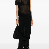 Abito midi con ruches in nero Uma Wang - donna 