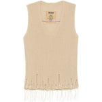 Top con scollo a v in beige Uma wang  - donna 