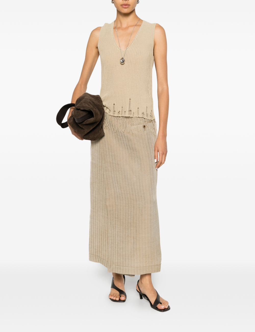 Top con scollo a v in beige Uma wang  - donna 