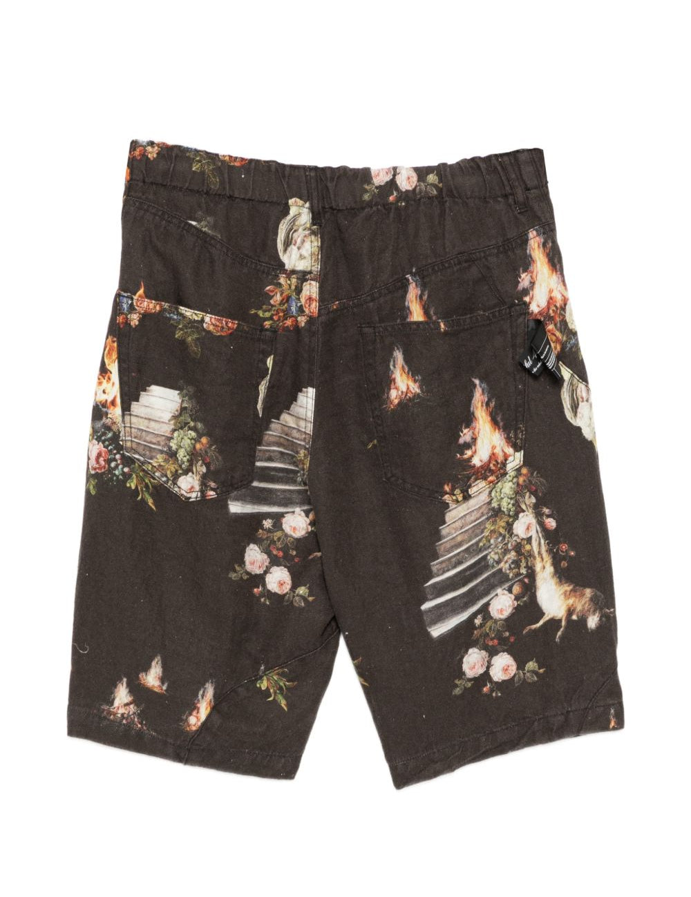 Pantaloncini con stampa floreale in nero Undercover - uomo 