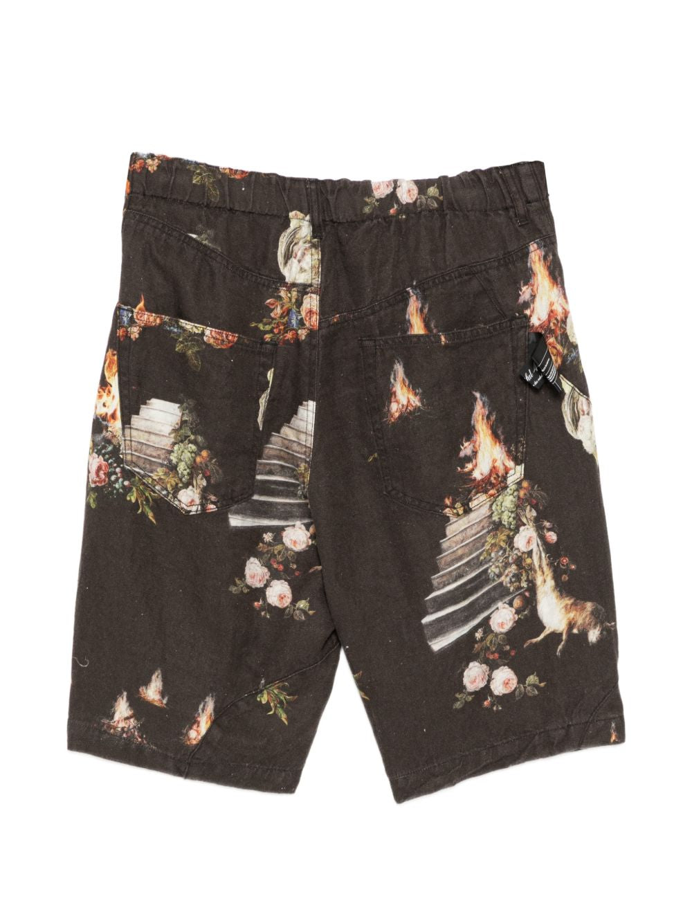 Pantaloncini con stampa floreale in nero Undercover - uomo 