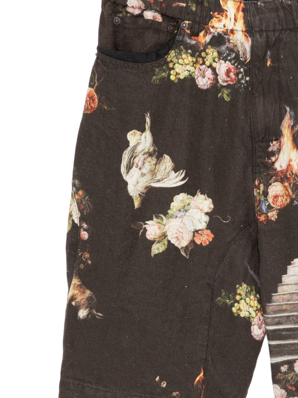 Pantaloncini con stampa floreale in nero Undercover - uomo 
